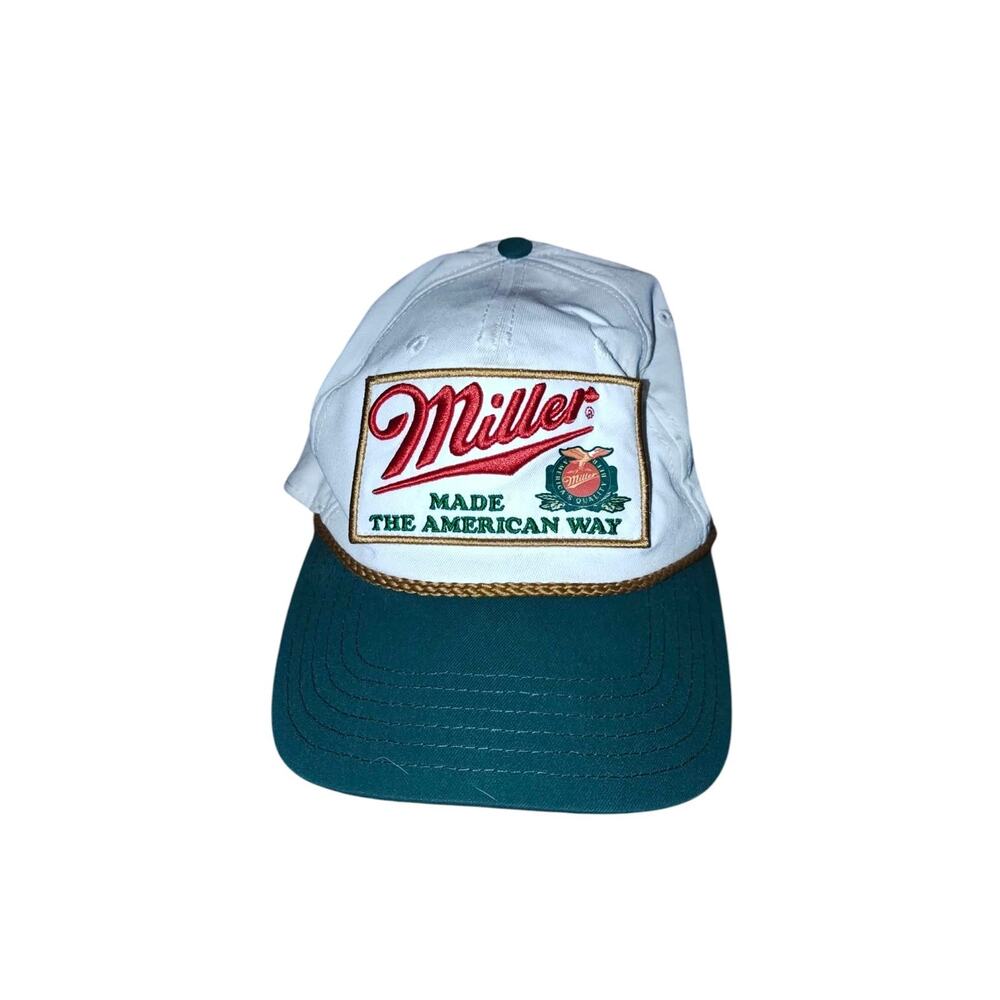 Vintage Miller Beer Trucker Hat Green White Mesh Snapback